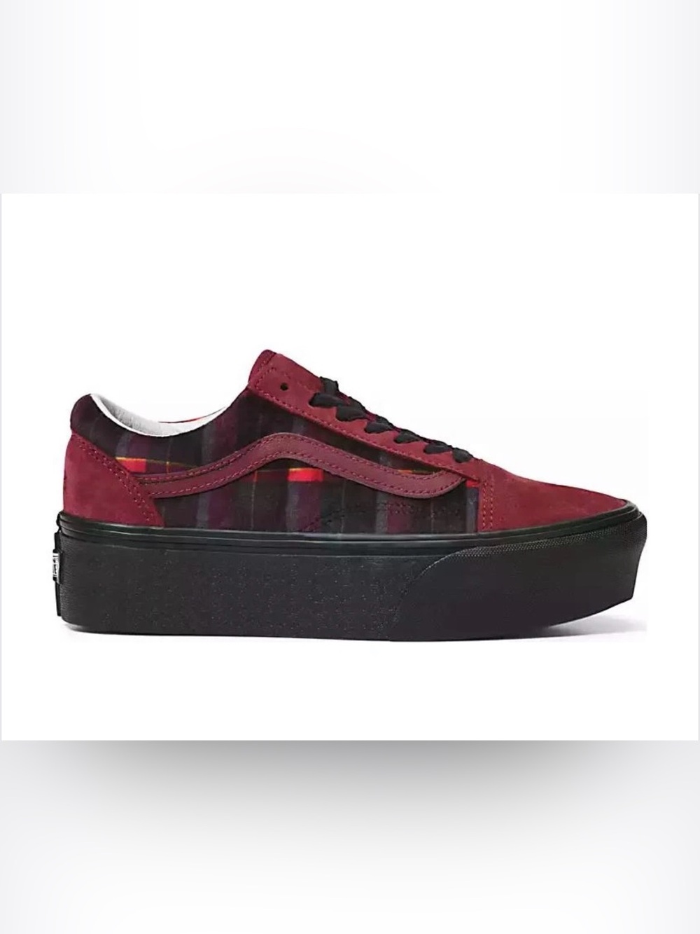 Vans Women's Velvet Plaid Platform Sneakers with Black Sole - Picture 5 of 8